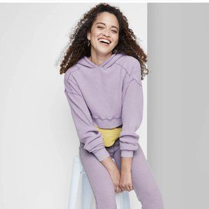 NWT Wild Fable Purple Waffle Knit Cropped Hoodie
